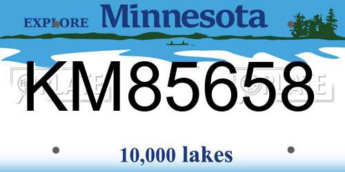 KM85658 Minnesota License Plate
