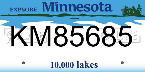 KM85685 Minnesota License Plate