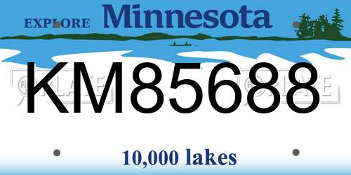 KM85688 Minnesota License Plate