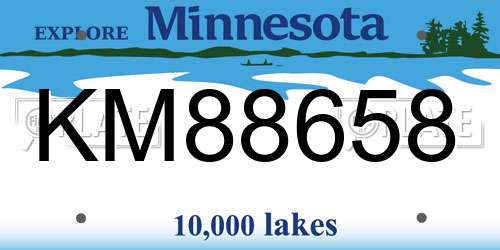 KM88658 Minnesota License Plate
