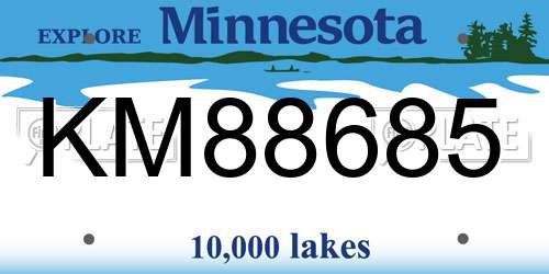 KM88685 Minnesota License Plate
