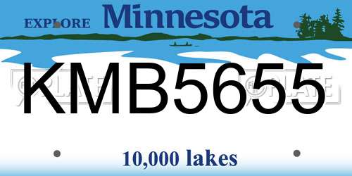 KMB5655 Minnesota License Plate