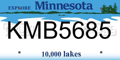 KMB5685 Minnesota License Plate