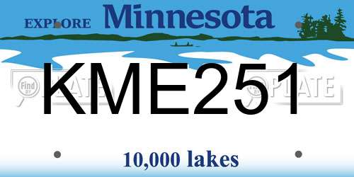 KME251 Minnesota License Plate