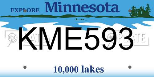 KME593 Minnesota License Plate