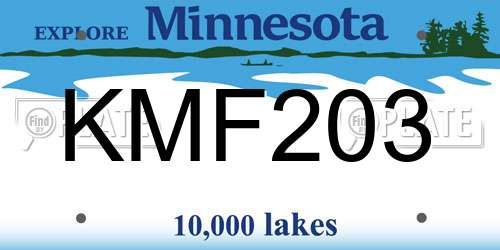 KMF203 Minnesota License Plate