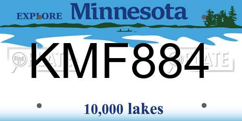 KMF884 Minnesota License Plate