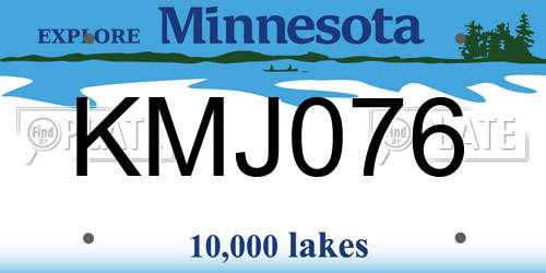 KMJ076 Minnesota License Plate