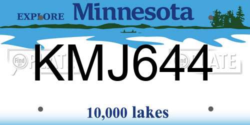 KMJ644 Minnesota License Plate