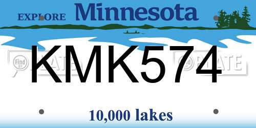 KMK574 Minnesota License Plate
