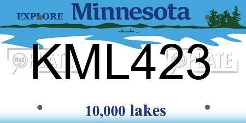 KML423 Minnesota License Plate