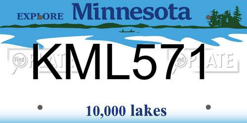 KML571 Minnesota License Plate