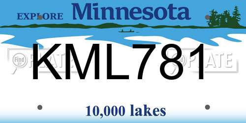 KML781 Minnesota License Plate