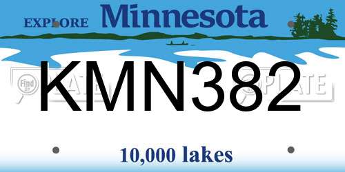 KMN382 Minnesota License Plate