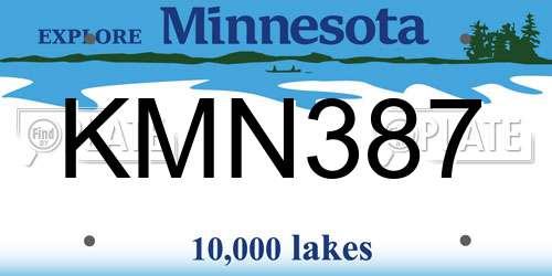 KMN387 Minnesota License Plate
