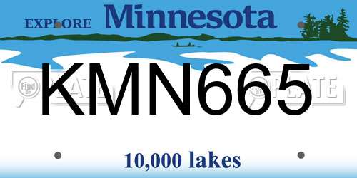 KMN665 Minnesota License Plate
