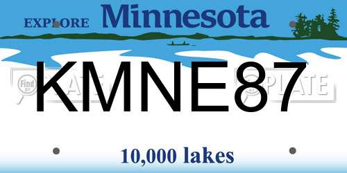 KMNE87 Minnesota License Plate