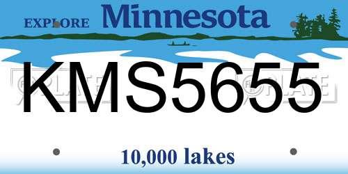 KMS5655 Minnesota License Plate