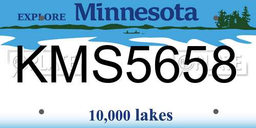 KMS5658 Minnesota License Plate