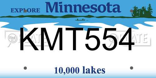 KMT554 Minnesota License Plate