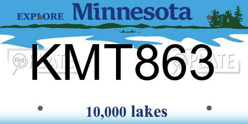 KMT863 Minnesota License Plate