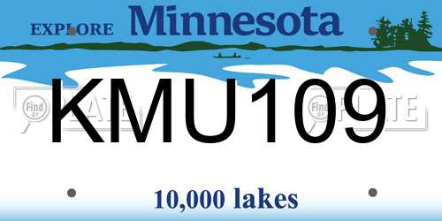 KMU109 Minnesota License Plate