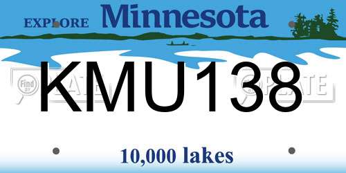 KMU138 Minnesota License Plate