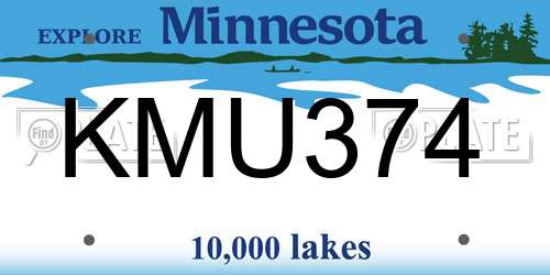 KMU374 Minnesota License Plate