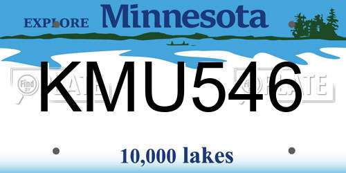 KMU546 Minnesota License Plate