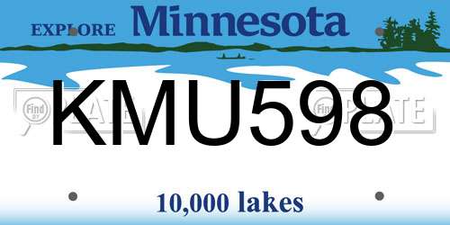 KMU598 Minnesota License Plate