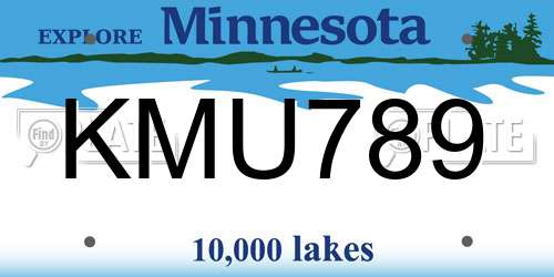 KMU789 Minnesota License Plate