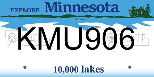 KMU906 Minnesota License Plate