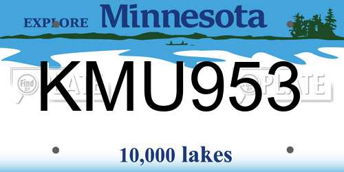 KMU953 Minnesota License Plate