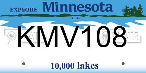 KMV108 Minnesota License Plate