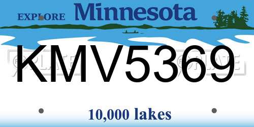 KMV5369 Minnesota License Plate