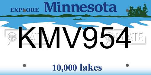 KMV954 Minnesota License Plate