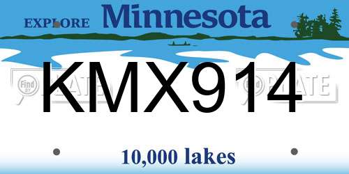 KMX914 Minnesota License Plate