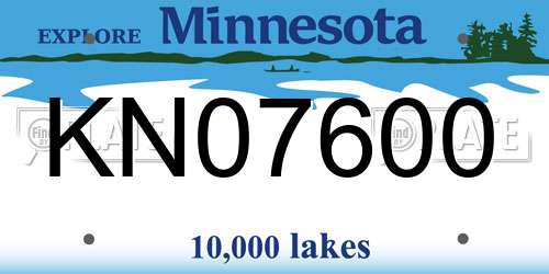 KN07600 Minnesota License Plate
