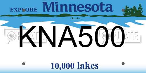 KNA500 Minnesota License Plate