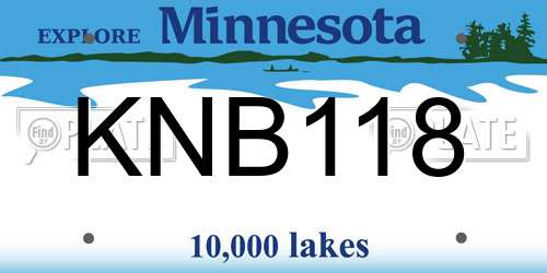 KNB118 Minnesota License Plate