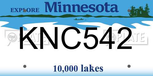 KNC542 Minnesota License Plate