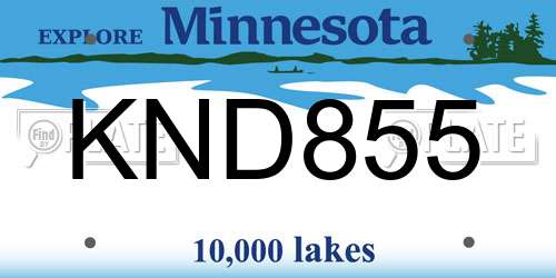 KND855 Minnesota License Plate