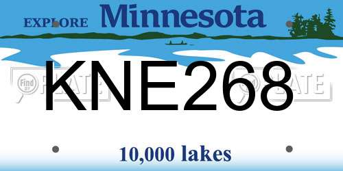 KNE268 Minnesota License Plate