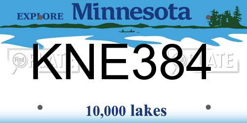 KNE384 Minnesota License Plate