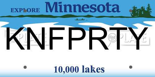 KNFPRTY Minnesota License Plate