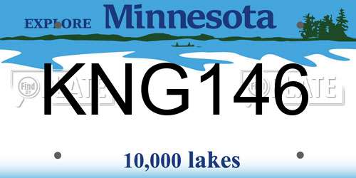 KNG146 Minnesota License Plate