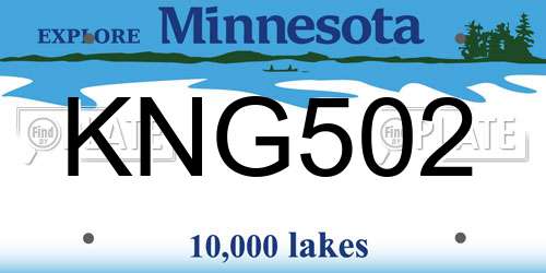 KNG502 Minnesota License Plate