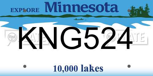 KNG524 Minnesota License Plate
