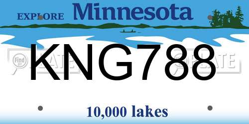 KNG788 Minnesota License Plate