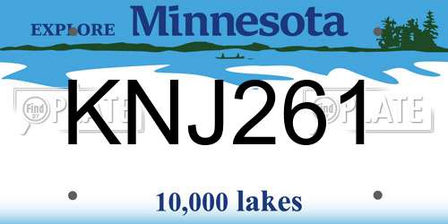 KNJ261 Minnesota License Plate